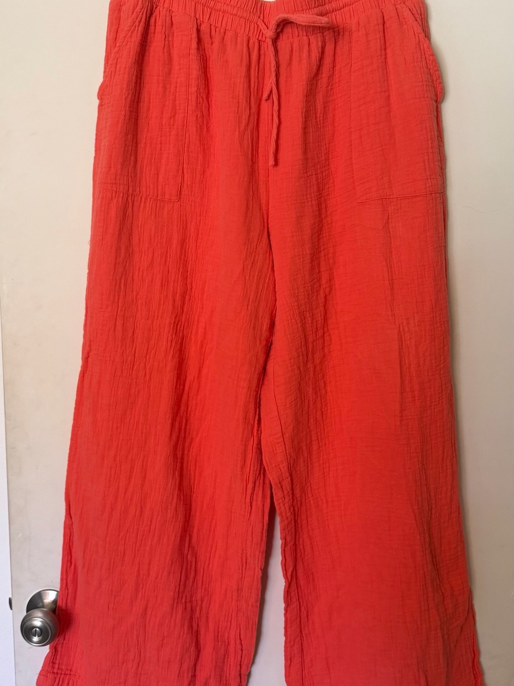 Crinkle Cotton Airy Wide Leg Pants